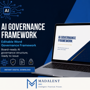 AI Governance Framework Word document cover for board-ready oversight structure