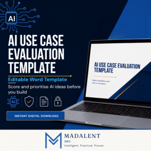 AI Use Case Evaluation Template Word document cover for scoring AI project risk