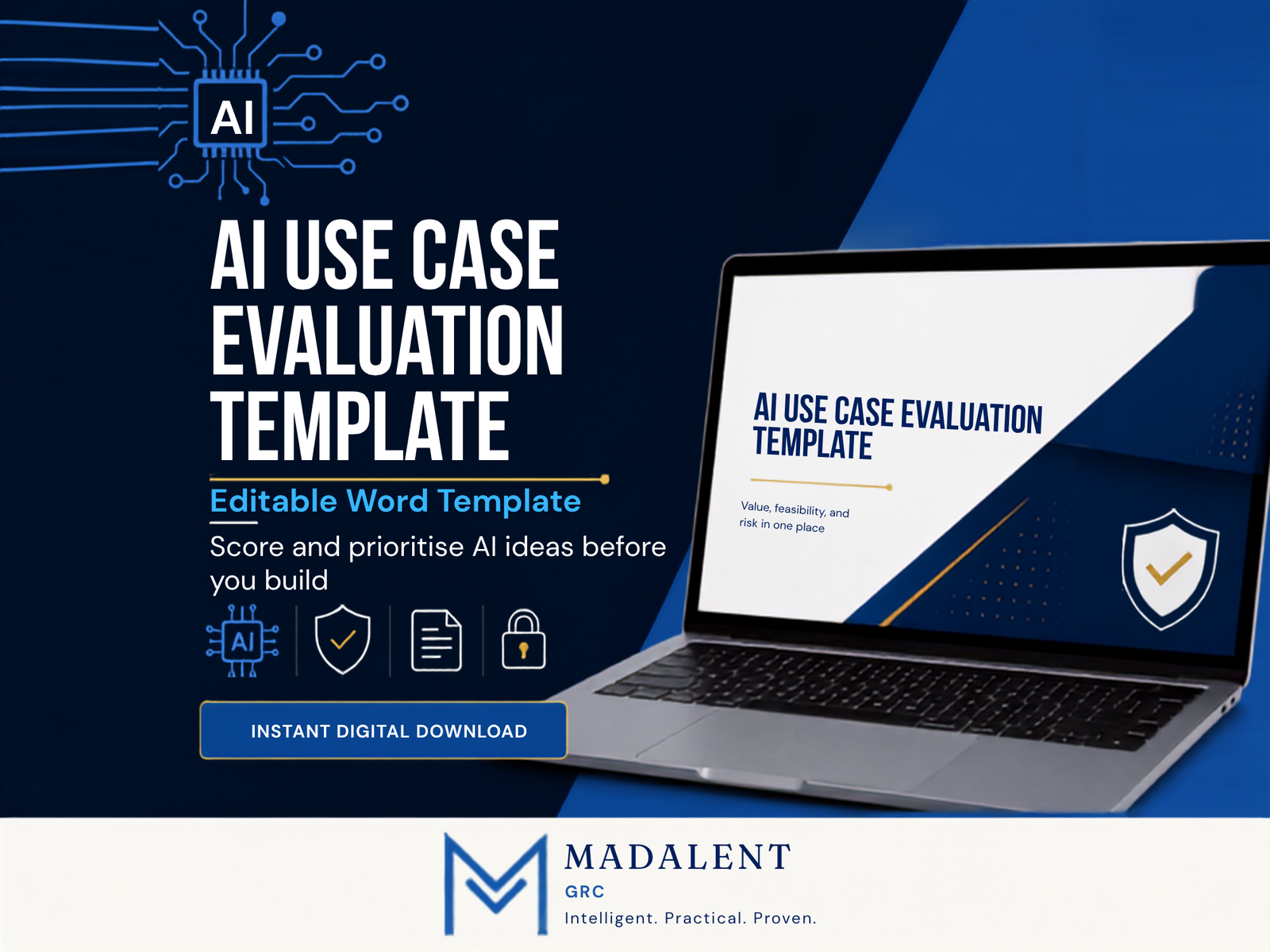 AI Use Case Evaluation Template Word document cover for scoring AI project risk