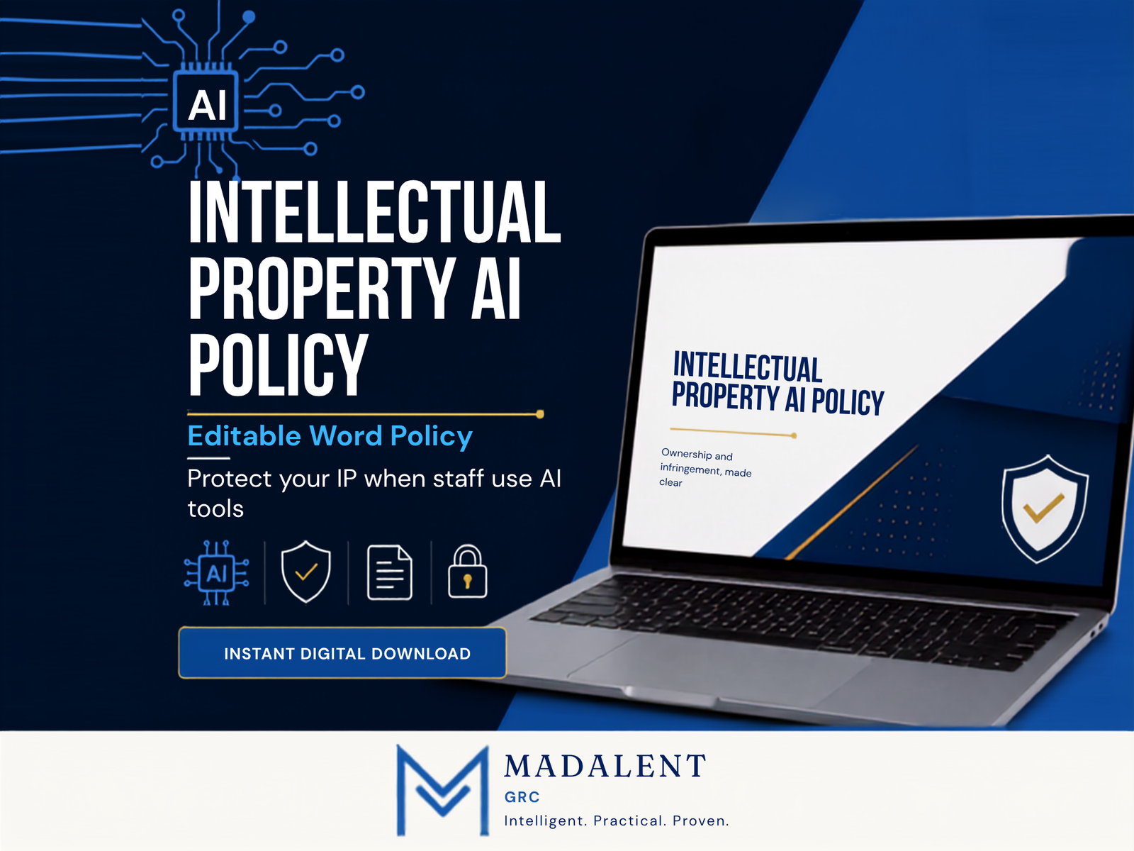 Intellectual Property AI Policy Word document cover for AI-generated content ownership