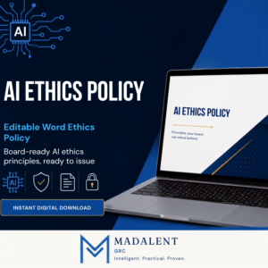 AI Ethics Policy Word document cover for board-ready governance principles